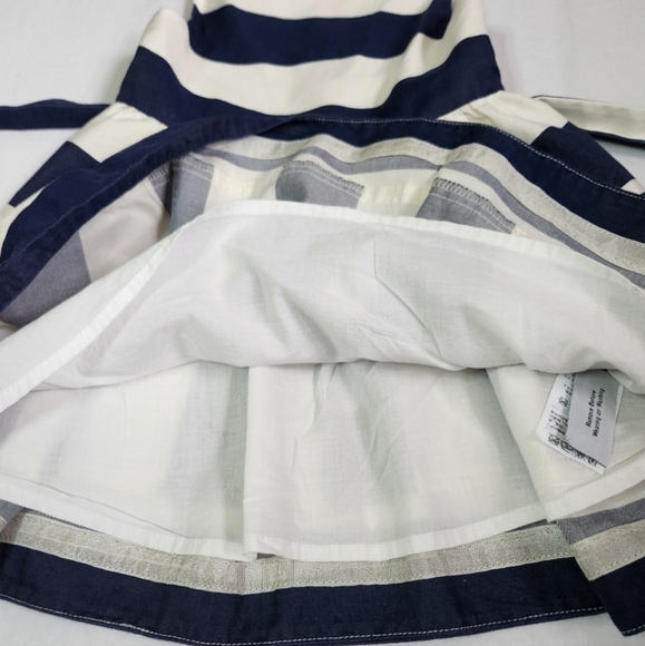 J. Crew Crewcuts dress navy blue cream block stripes fit and flare tie belt 2T - Picture 5 of 10